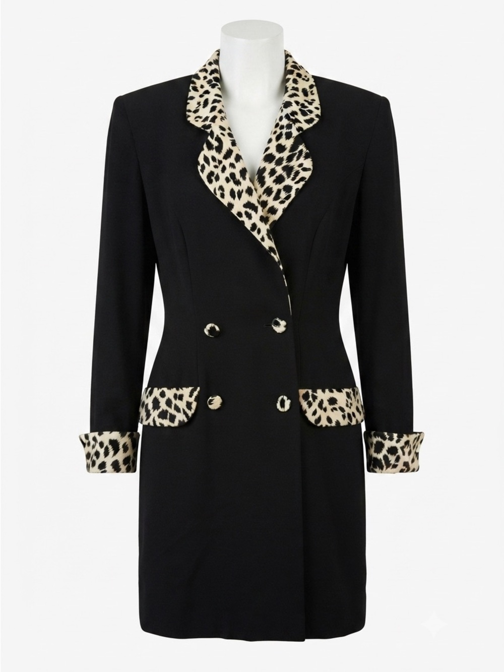 Lori Ann Montreal Vintage 1980s Black Leopard Blazer Romper | Size 5/6